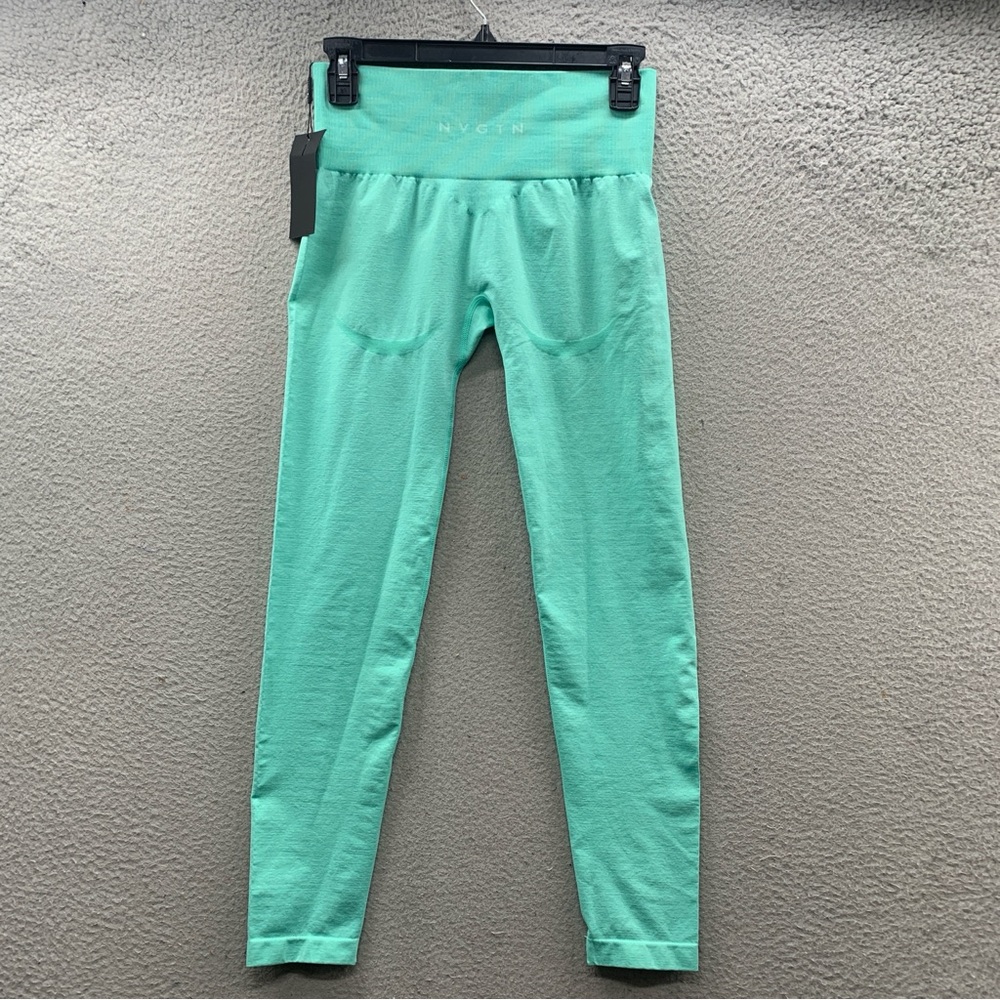 NVGTN Performance Seamless Leggings Size M Aqua Blue Training Gym Athletic NWT